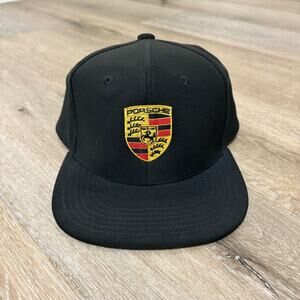 Porsche Crest Snapback Hat Black Woodland Hills Dealership Cap Adjustable